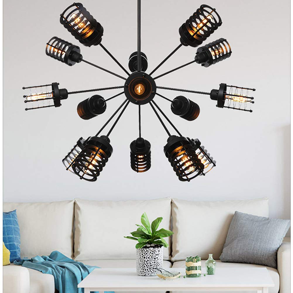Lámparas Americanas,Creativo Personalidad Retro Candelabro,Lámpara De Mesa De Té,E27 Nuevo Estilo Estilo Industrial Molecular Candelabro,Para Salón Lámpara De Sofá-Retro negro tonto 18