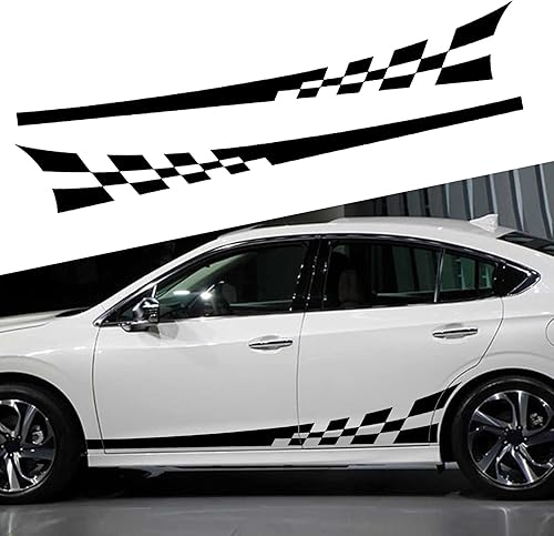 SUNJIKA 2 calcomanías universales de tótem de celosía de rayas deportivas, calcomanías de vinilo para decoración de carreras, accesorios para puerta