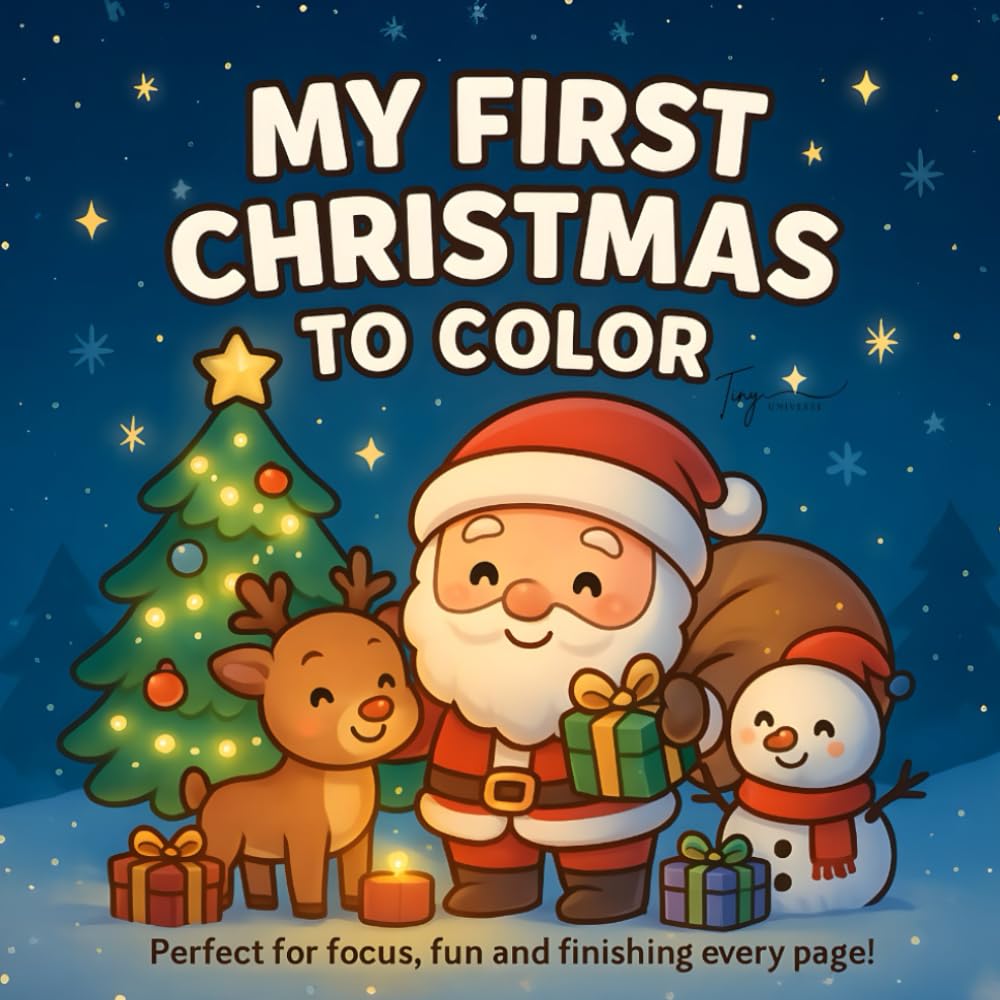 My first Christmas to color: Cute Kawaii Christmas Coloring Book for Kids Ages 2–6 (My First Pages to Color)