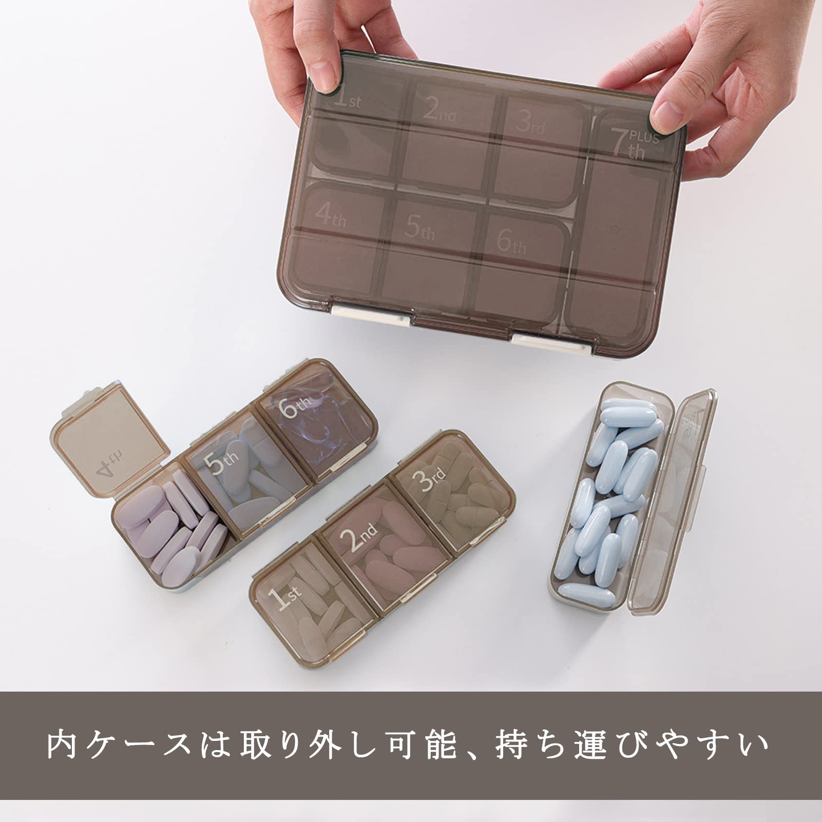 ピルケース ピルカッターセット 防湿 密閉 薬ケース サプリケース 小分け 楽天市場】ピルカッター ピルカッター付きお薬ケース 錠剤