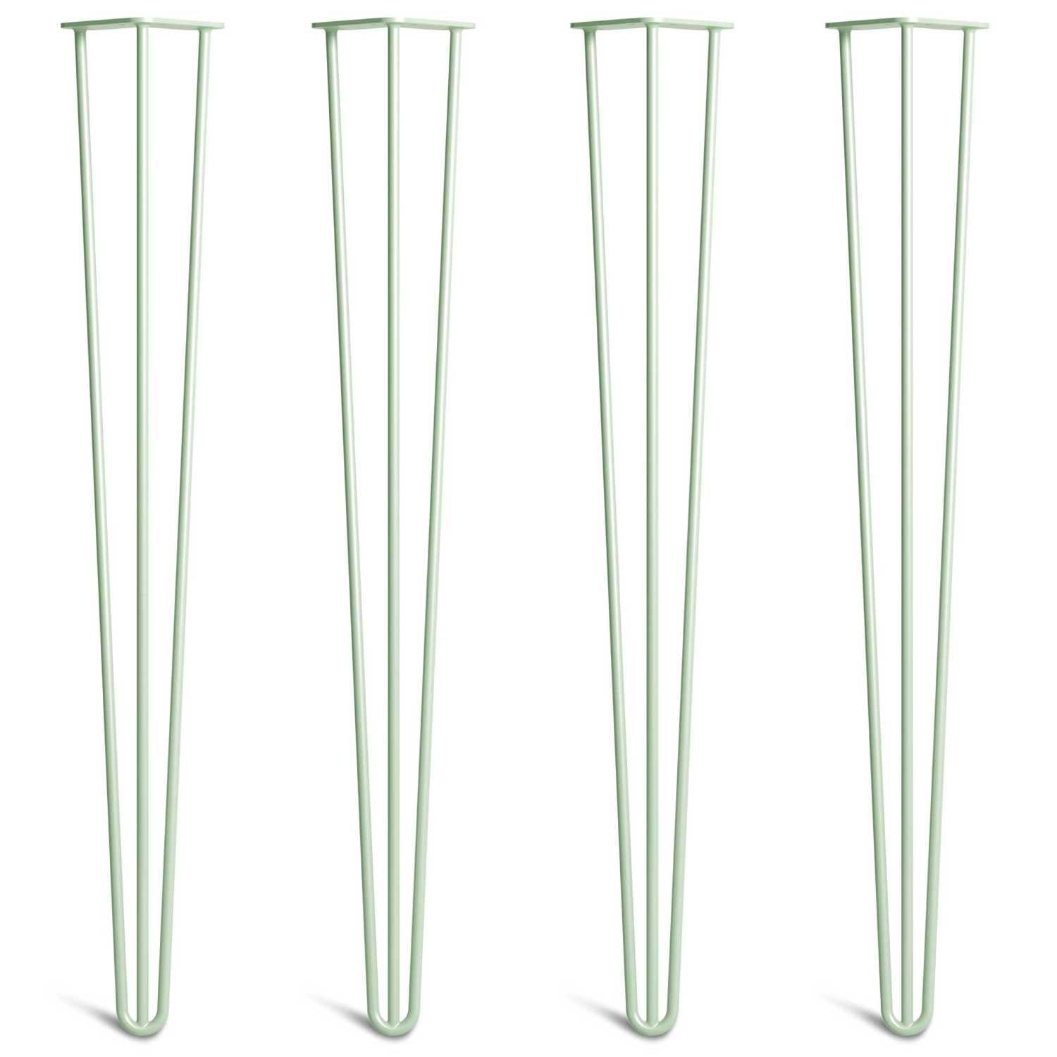 [HLC] 4 x Hairpin Table Legs – Superior Double Weld Steel Construction With Screws, Build Guide & Protector Feet Worth £8 Included! – 10mm Steel [34"/86cm,Pastel Green]