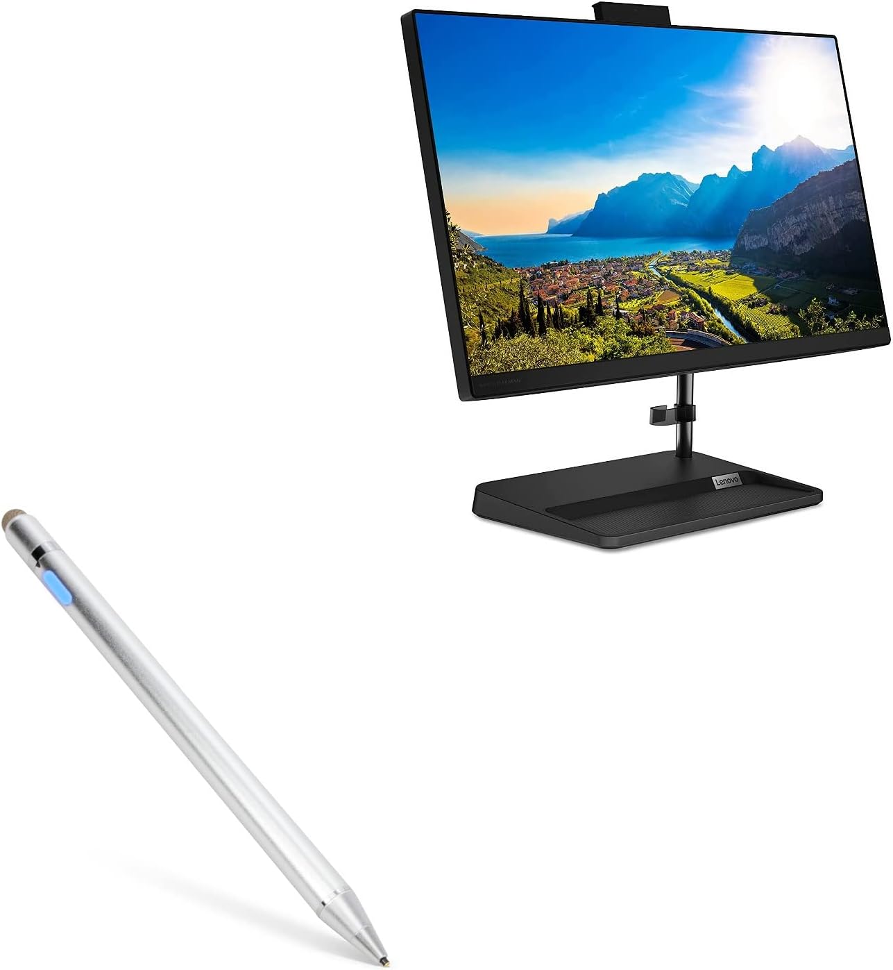 BoxWave Stylus Pen Compatible with Lenovo IdeaCentre AIO 3i (22 in) - AccuPoint Active Stylus, Electronic Stylus with Ultra Fine Tip - Metallic Silver