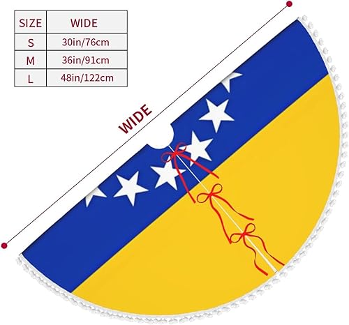 Miniatura 3 de Falda de árbol de Navidad de 36 pulgadas con bandera de Venezuela con pompones de decoración de árbol de Navidad, falda rústica impermeable para