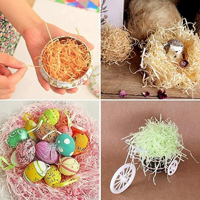 Image of Shredded Paper | Silicon Crinkle Cushion Paper for Hamper, Gift Box Packing & DIY Craft | Cream /Beige | Eco-Friendly, Recyclable Filler for Basket & Festive Decoration (1kg)
