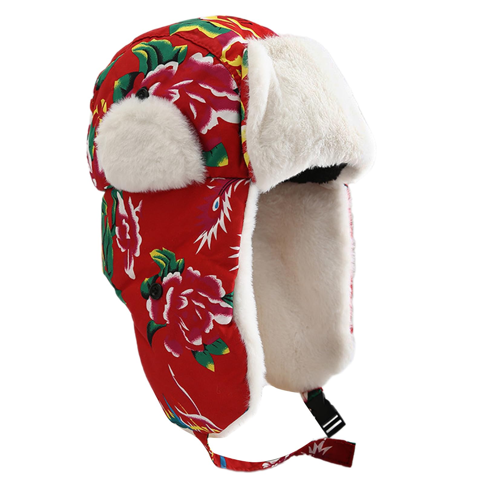 Whltzf Unisex Red Warm Hat Earflaps Warm Trapper For Skiing Skateboarding Thick Windproof Ushanka For Cold Weather Trapper Hat For Men Women Kids