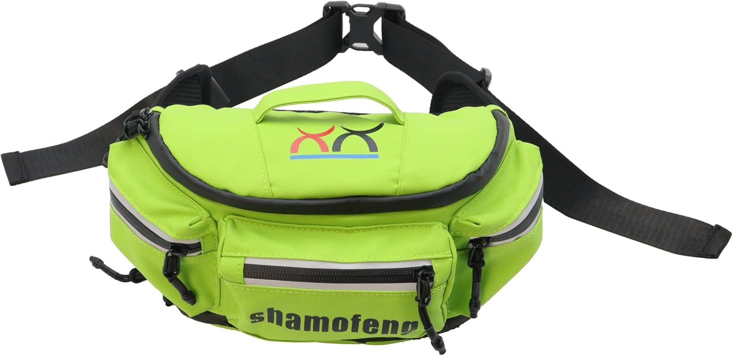 Motorcycle Waist Bag Fanny Pack and Riding Glasses For Men Women Hip Bum Bag with Multi-Pockets Large Capacity Casual Bum Bag for Cycling Hiking Running, Green