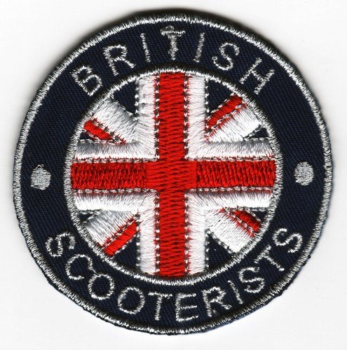 Sew-on Iron-on Embroidered Patch British Scooterist Union Jack Flag Badge