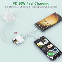Rocketek 6-in-1 SD Kártyaolvasó iPhone/iPad Készülékekhez - Lightning/USB-C Adapter, PD60W Töltés, Fejhallgató Csatlakozó, USB 3.0 5