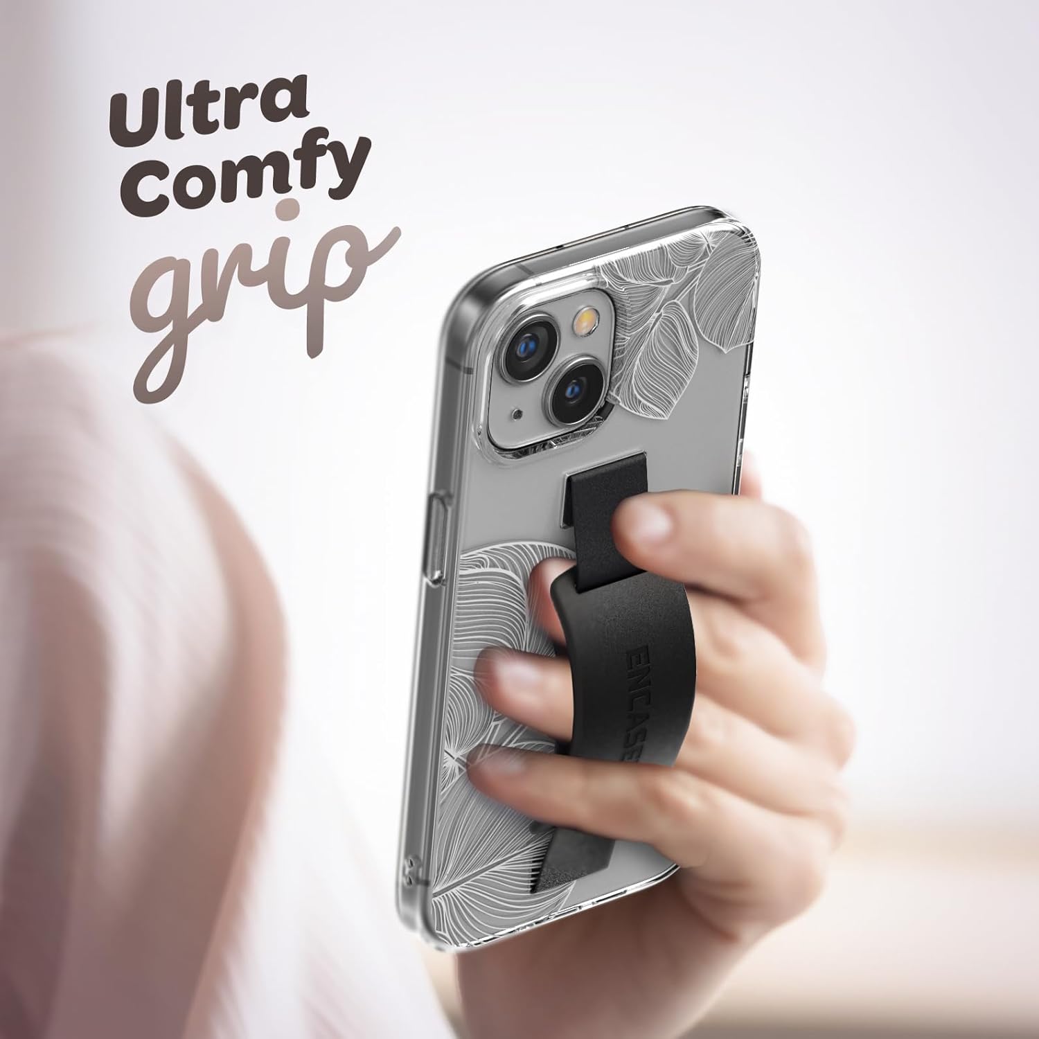 ENCASED Finger Loop Case, Designed for iPhone 15 (2023) Hand Strap Clear Cover, Silicone Phone Holder Grip (Cute Lace Leaf) - Image 7