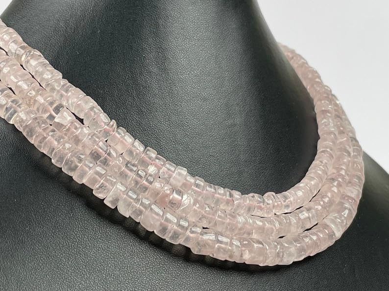 Quartz rose naturel perles Heishi 6mm sans défaut pour enfilage collier facile