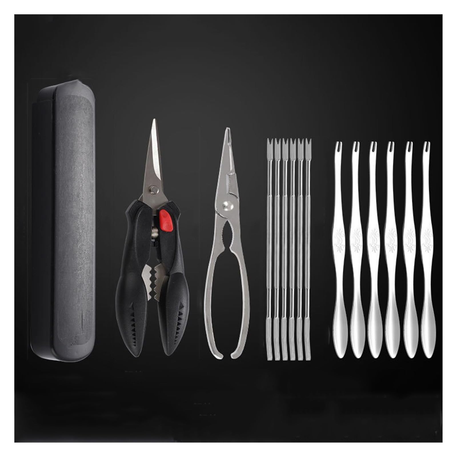 Kit de herramientas para mariscos de acero inoxidable: tenedor para mariscos, cuchara para recoger langosta, herramienta para camarones, mariscos, nueces, mariscos, langosta y galletas de cangrejo