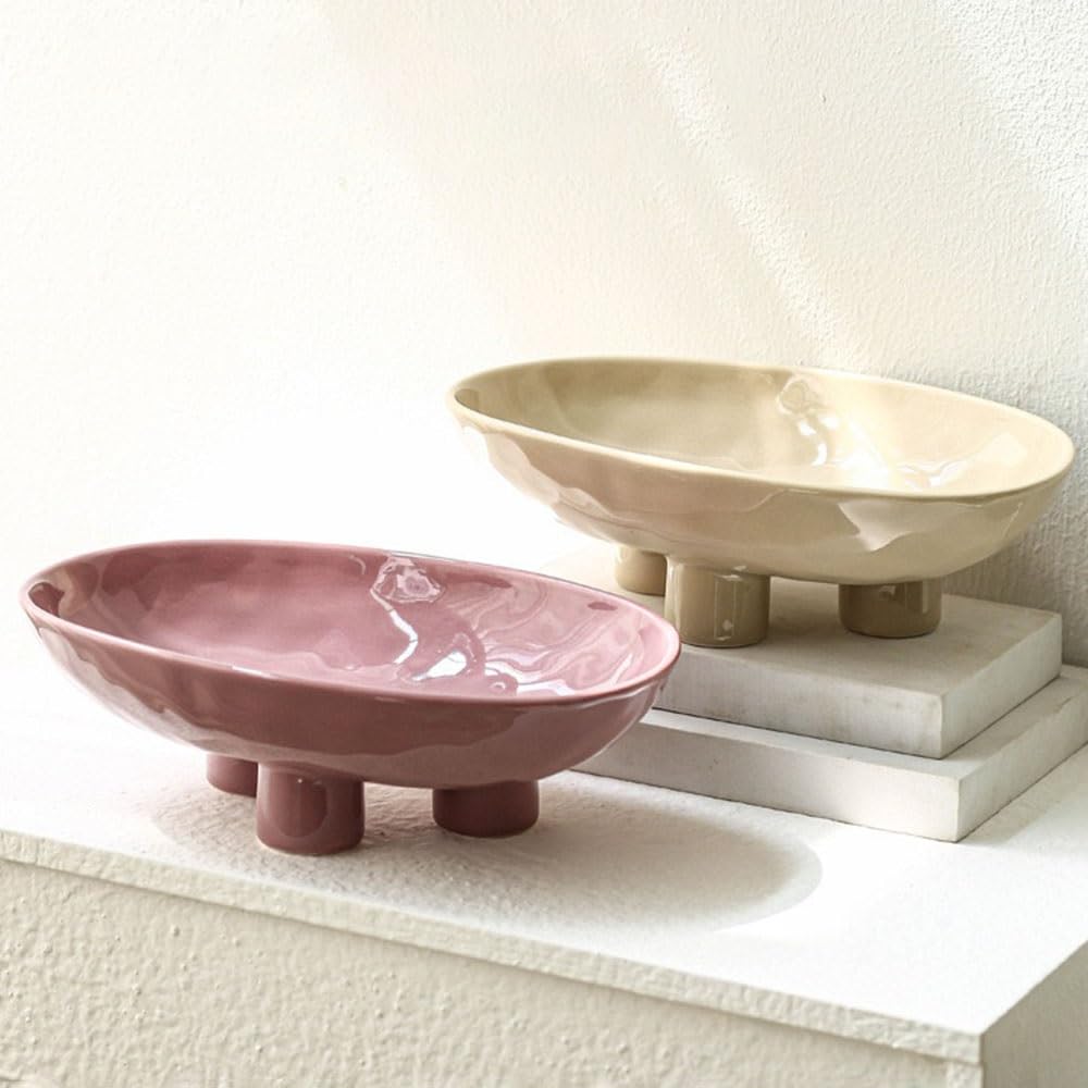 Miski Owocowe Ceramiczna misa na owoce w kształcie trójnogu, nowoczesna minimalistyczna półmiska do serwowania, dekoracyjny element centralny stołu domu | Purple