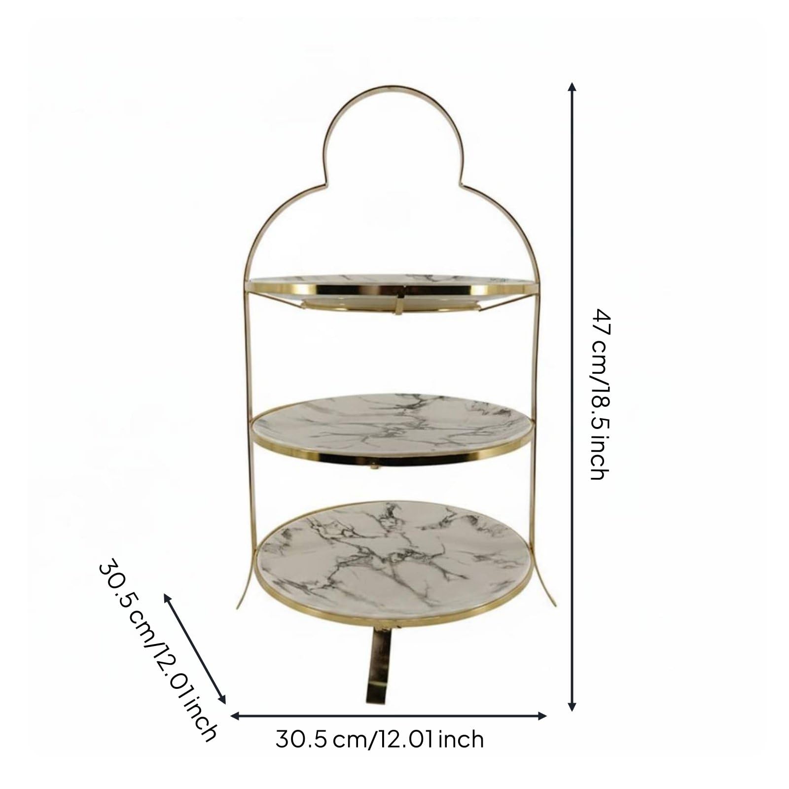 Alzata per Dolci Ceramica Espositore Pasticcini Vassoio Torta Piatto con Telaio in Metallo Equilibrato E Trame Effetto Marmo Lavabile Adatta per , color to 4