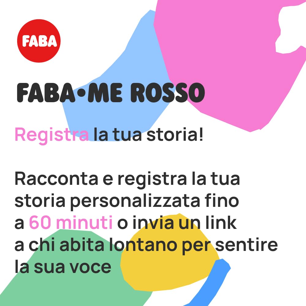 FABA Persongaggio Sonoro - FABA•ME rosso - Crea la tua storia! Registra la tua favola, 60 Minuti di Registrazione, Racconta Audio Personalizzati