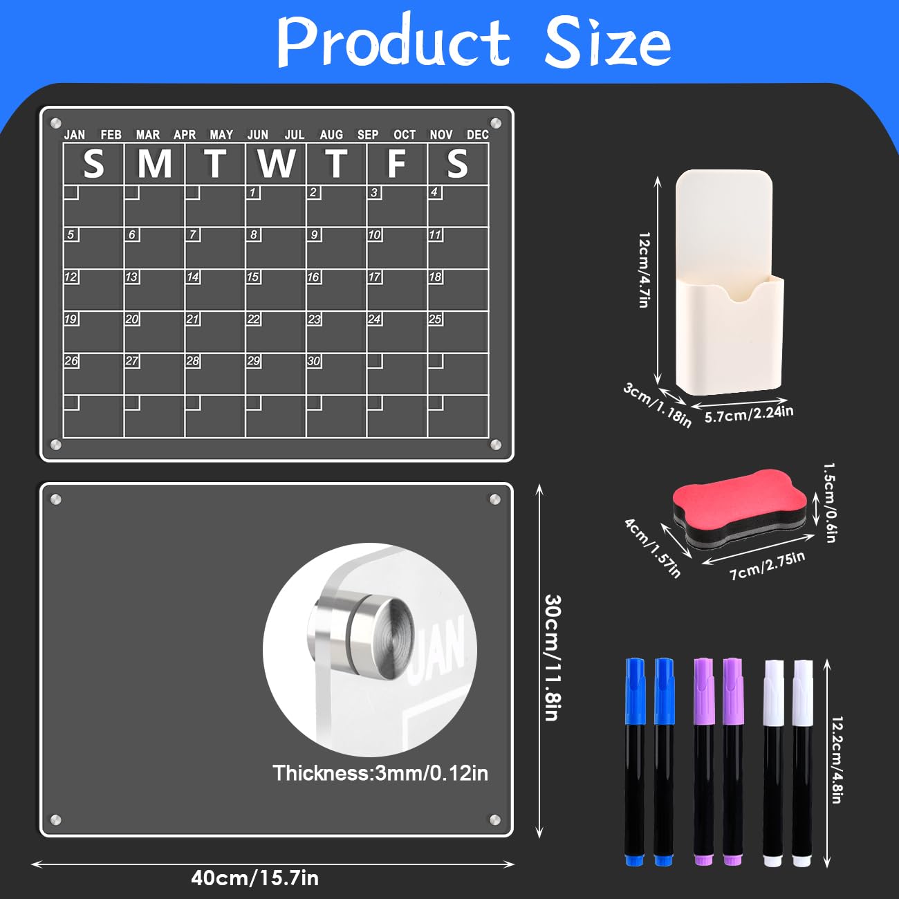 DODUOS Magnetic Fridge Calendar With 6 Dry Erase Markers 3 Colors,Magnetic Calendar For Fridge,Magnetics Weekly Planner For Fridges,Dry Erase Calendars Board Reusable,Acrylic Weekly Planner Whiteboard - Image 4