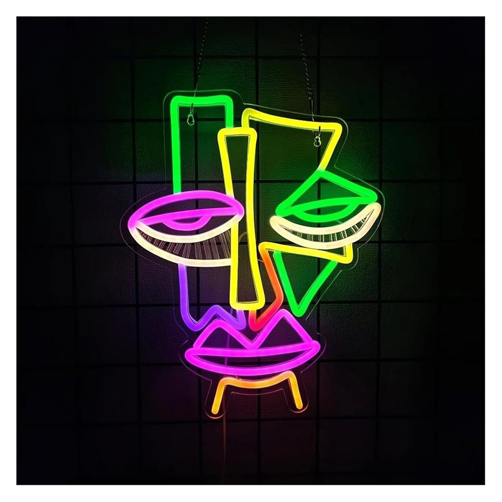 Lampada da tavolo a forma di maschera strana al neon per cinema, teatro, accessori per la casa, soggiorno, 28,5cmx35cm neon