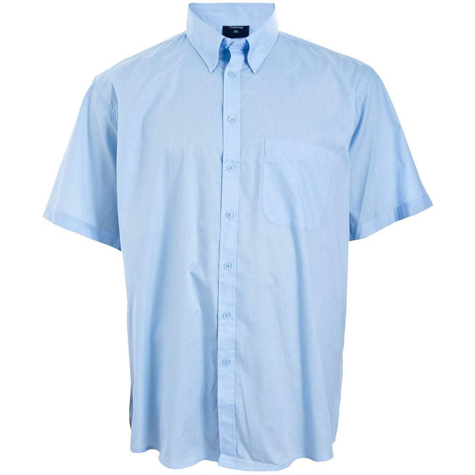 Espionage Mens Big Size Plain Collar Short Sleeve Shirt (147) in Blue in 7XL