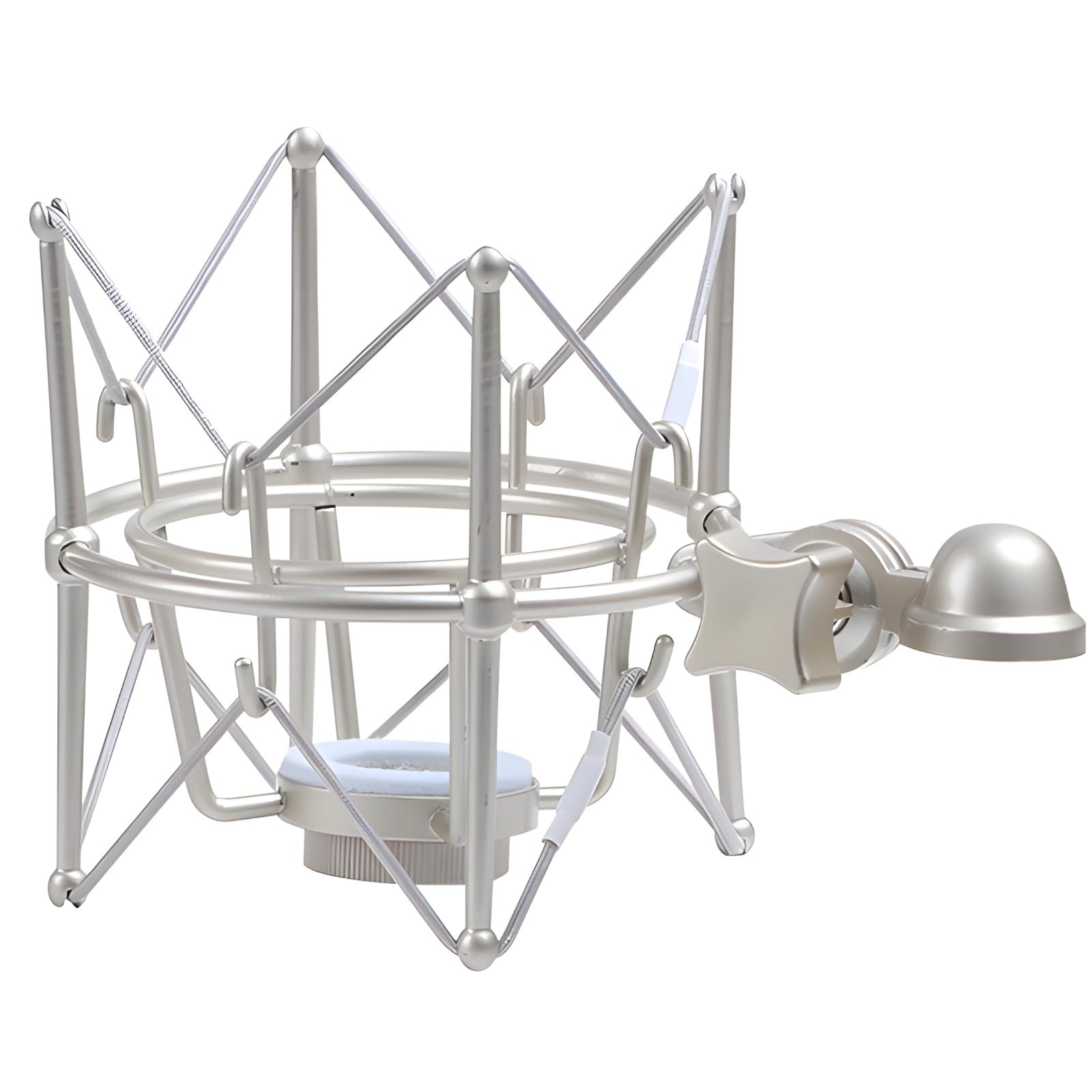 Supporto Professionale Spider Shock per Microfoni, Sospensione Antivibrazione, Compatibile con Neumann U87, Lewitt 240, Base 46mm, Argento