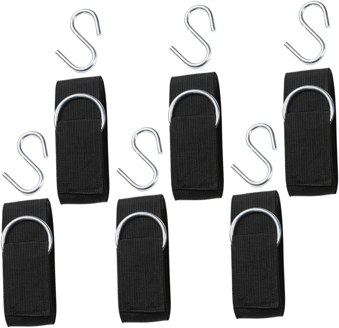 6pcs Adjustable Nylon Swing Hanging Ropes with S Hooks for Outdoor Hammock Tree Straps Reinforced Swing Hanging Kits