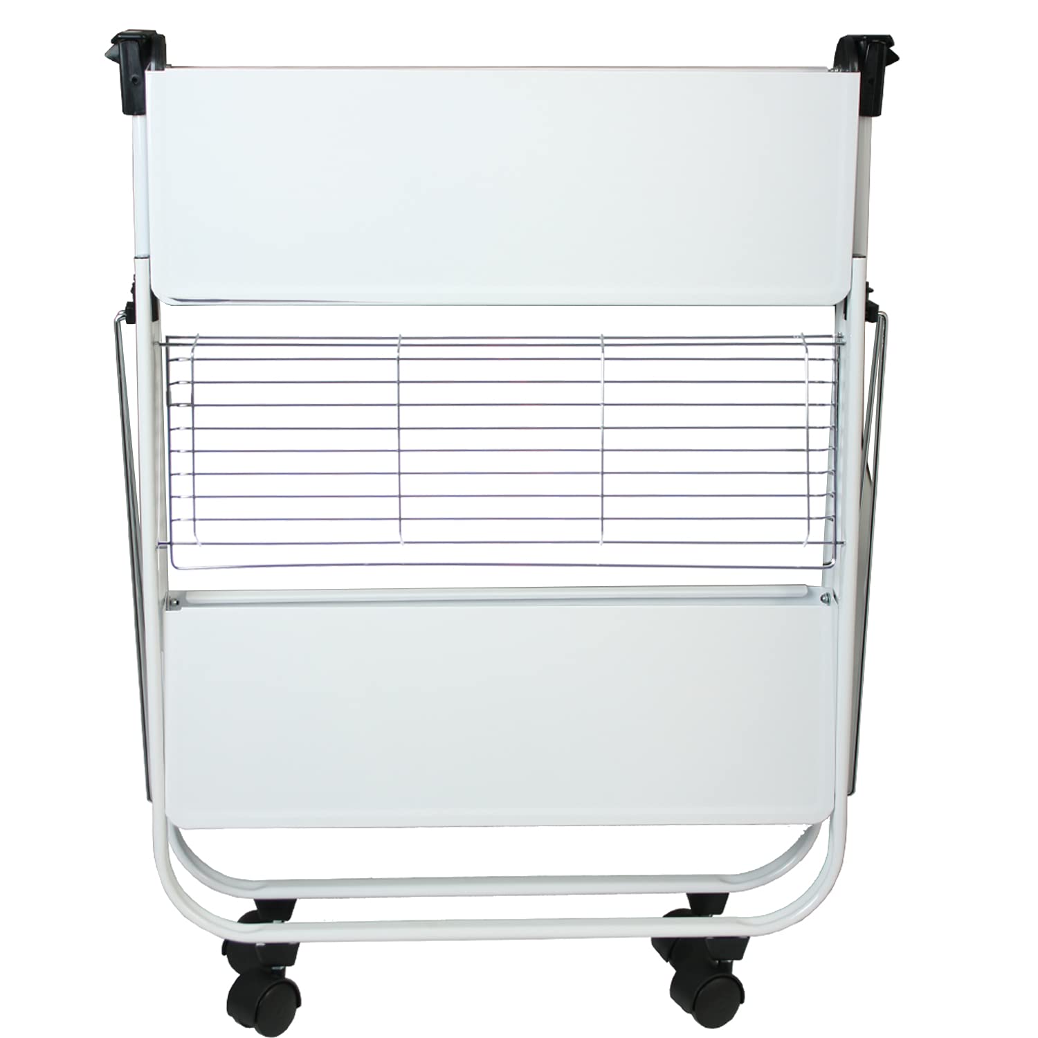 DONREGALOWEB Camarera Plegable de Metal en Color Blanco con Piezas Negras de PVC