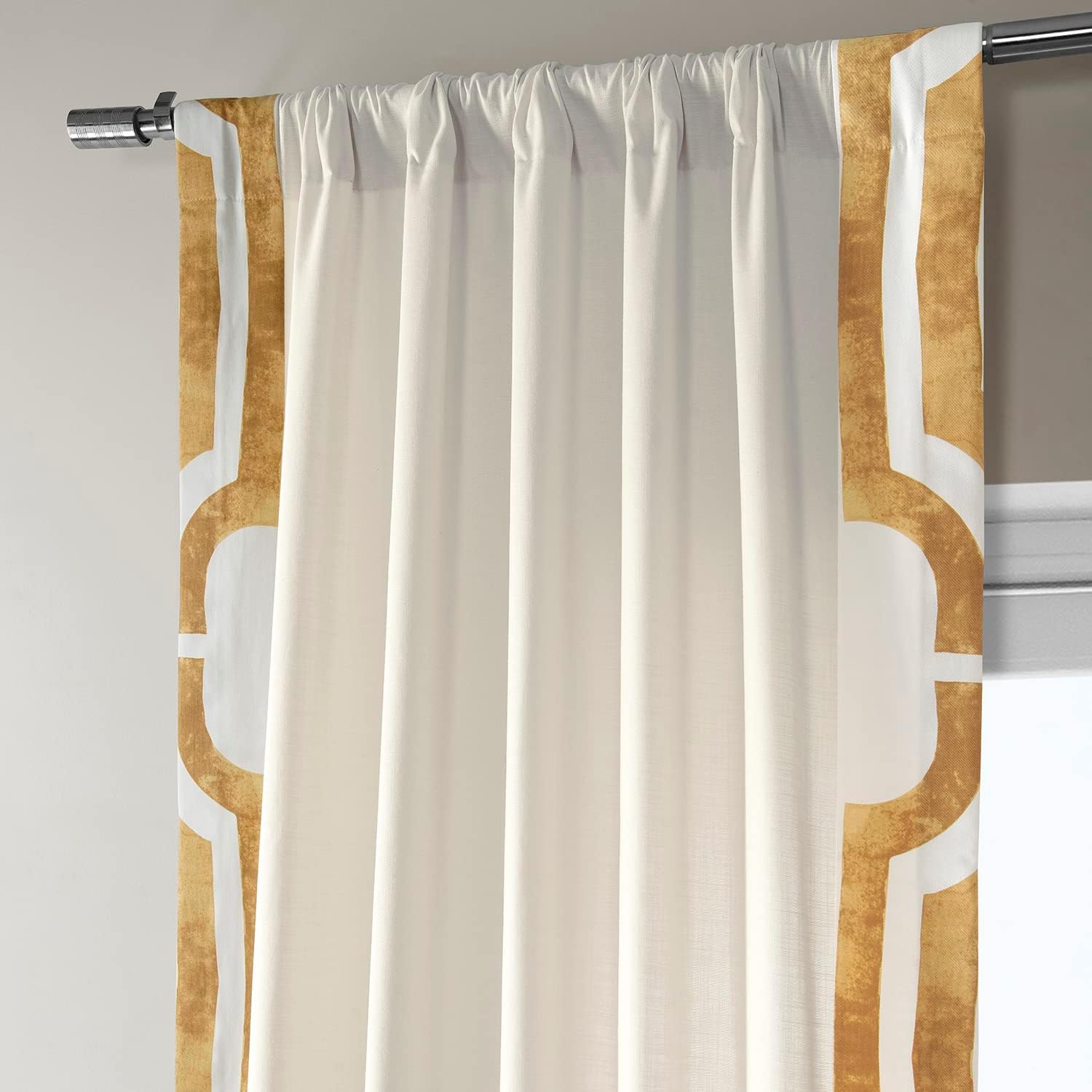 HPD Half Price Drapes Bordered Solid Cotton Curtains for Bedroom & Living Room 50 X 84, DTCC-SB220610-84 (1 Panel) Mecca Gold