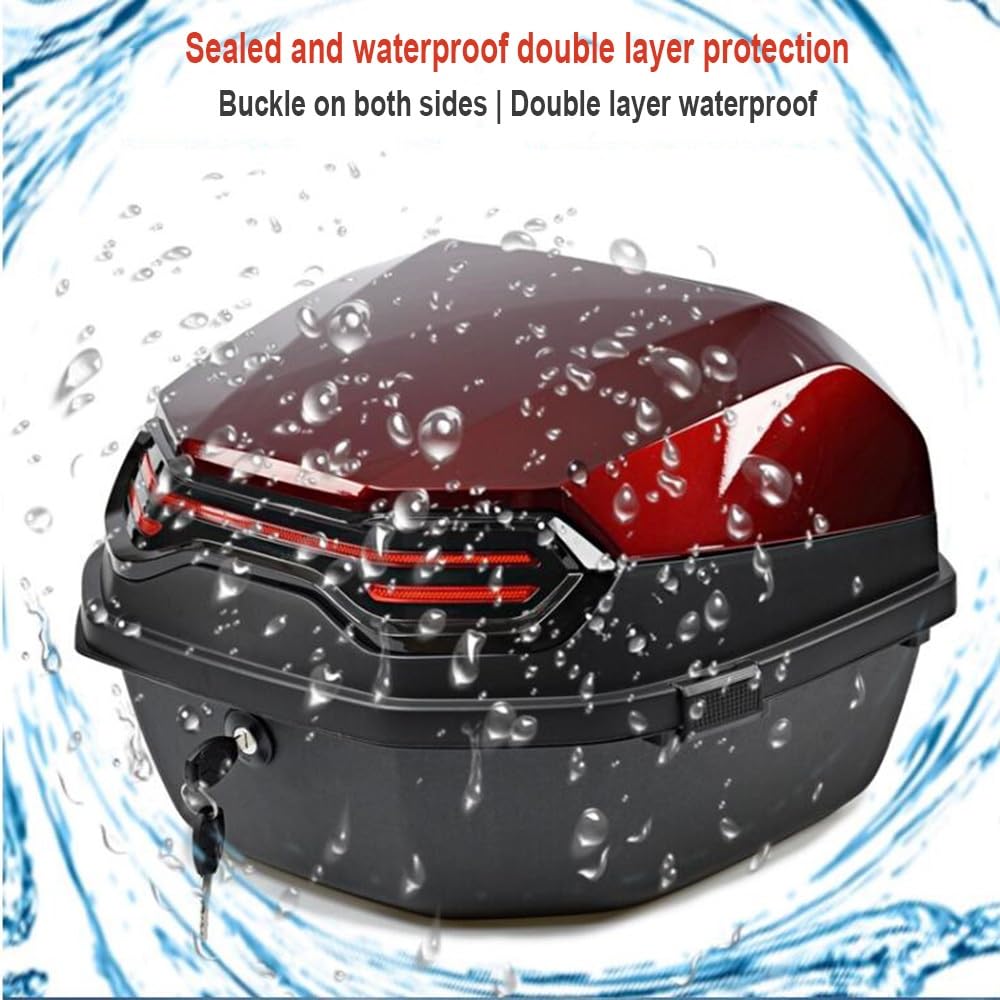 Motorradkoffer Topcase, Topcase Für Roller Mit Sicherheitsschloss, Universelle Motorrad Heckbox Für Moped/Mofa/Motorroller/Motorcycle, Einfache Installation (Farbe : Weiß, Größe : 41x40x30cm)