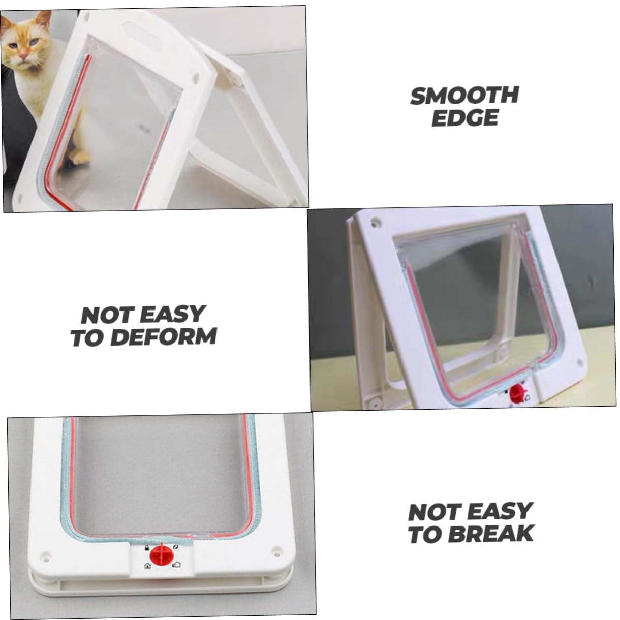 TEHAUX Chatière Contrôlable pour Chats et Petits Chiens, Installation Facile, Nettoyage Simple, Matériau Abs et Acrylique, Lot de 2 Pièces, pour Maison Sécurisée
