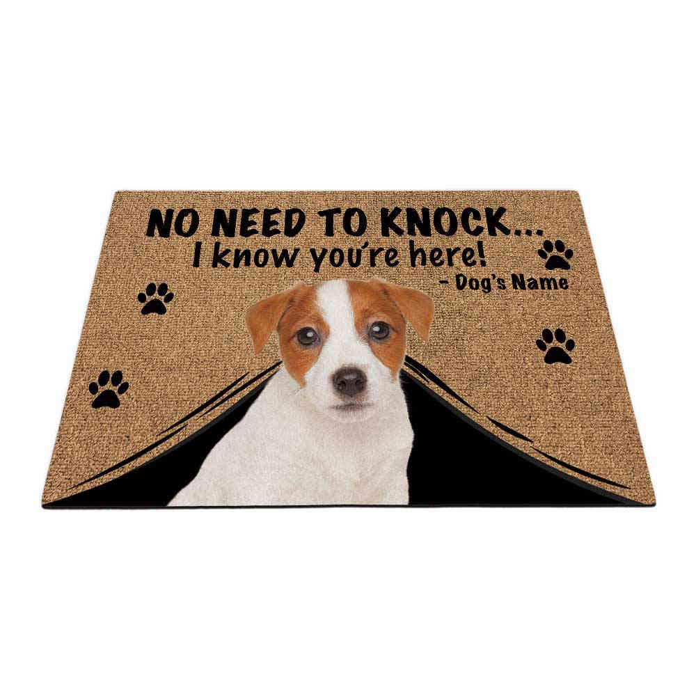 BAGEYOU Personalized Doormat with My Love Dog Jack Russell Terrier Puppy Welcome Floor Mat Not Need to Knock I Know You're Here 23.6" X 15.7"