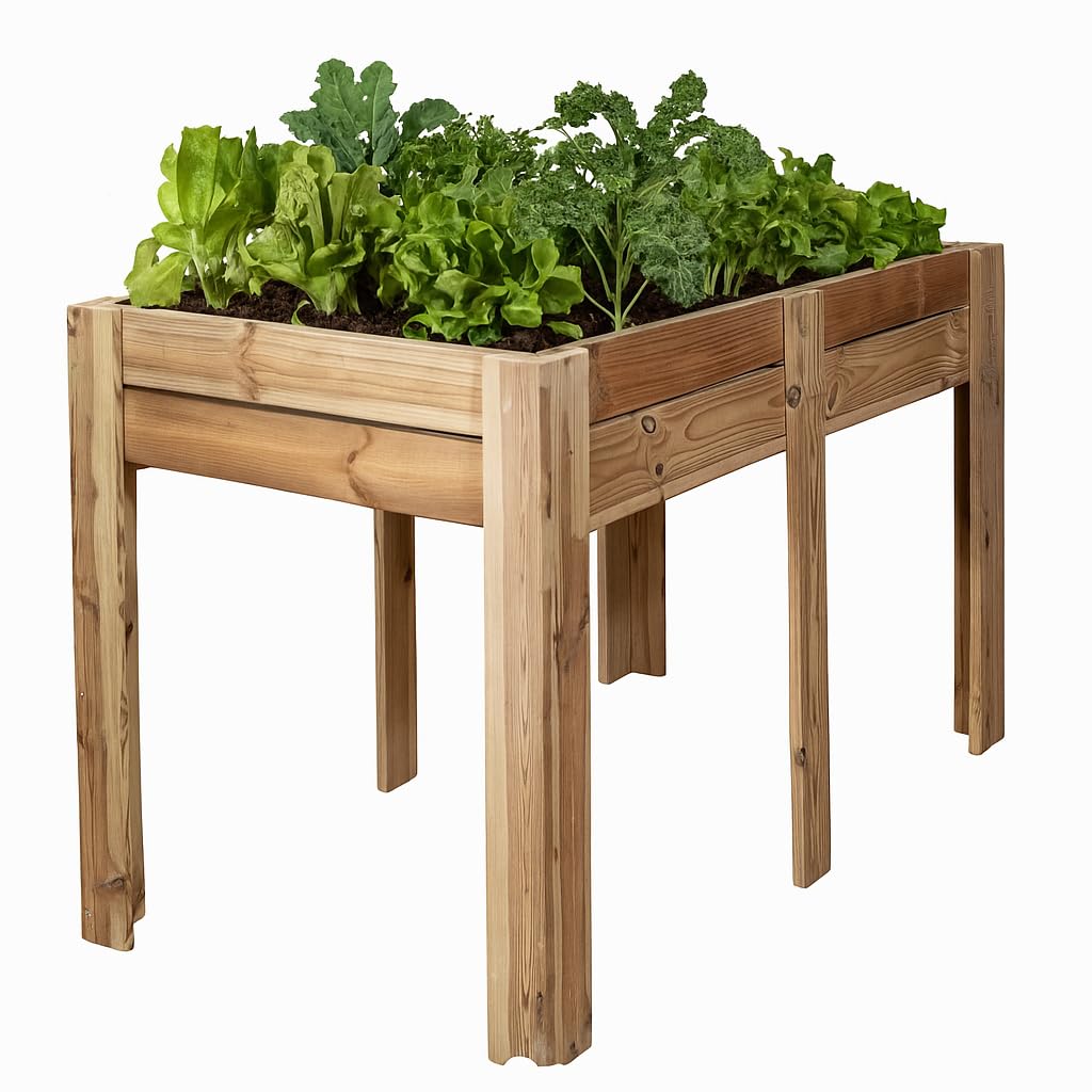 Mesa de Cultivo de Madera con Cajón de 20 cm de Profundidad, Tratada para Exterior - VidaHuerto (200x80x80 cm)