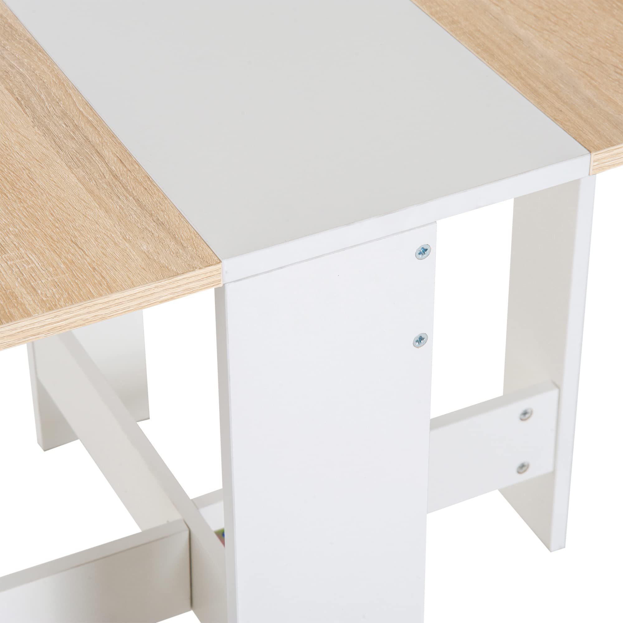 HOMCOM Table de Cuisine Pliable en Bois 103L x 76l x 74H cm Chêne Blanc