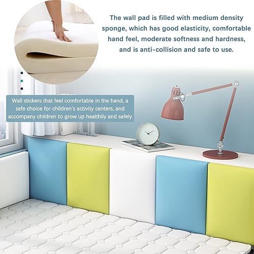 Miniatura 5 de LXBAMKEA Calcomanías de pared anticolisión para niños, paneles de pared 3D de color sólido, cabecero de cama, cojín de pared suave, autoadhesivo