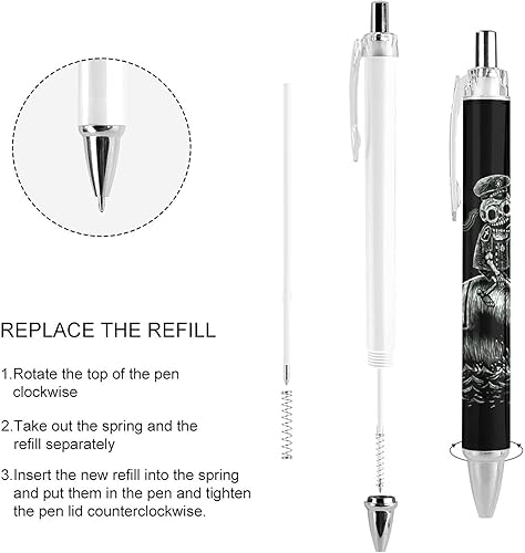 Miniatura 4 de Skull Skeletons - Bolígrafos retráctiles de punta fina de 0.020 in, tinta azul para oficina y hogar, 1 unidad