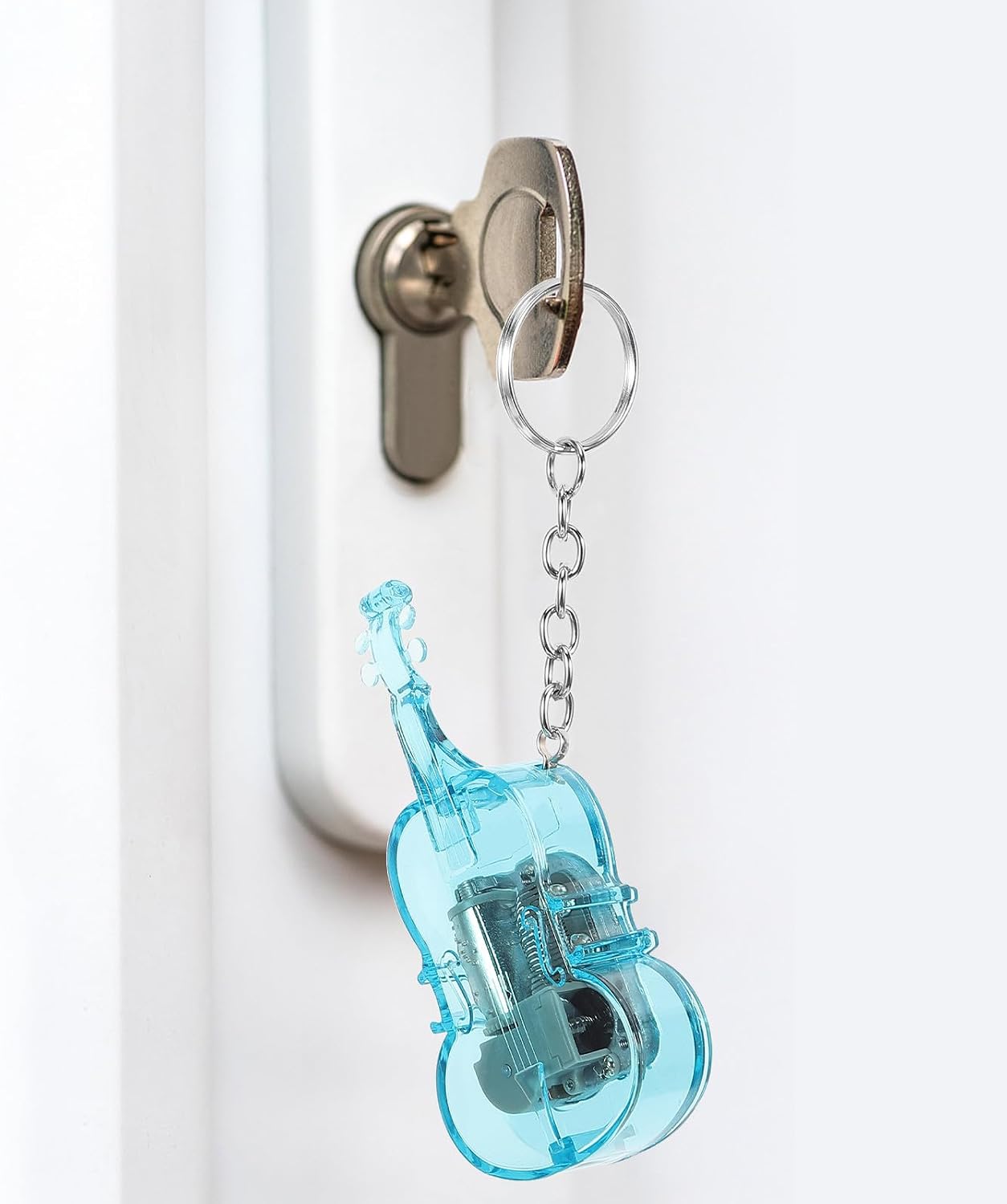 Violin Keychain Music Box Acrylic Metal Windup for Women