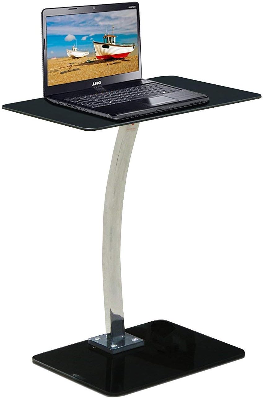 LT01 Square Glass Table for Laptop - Black