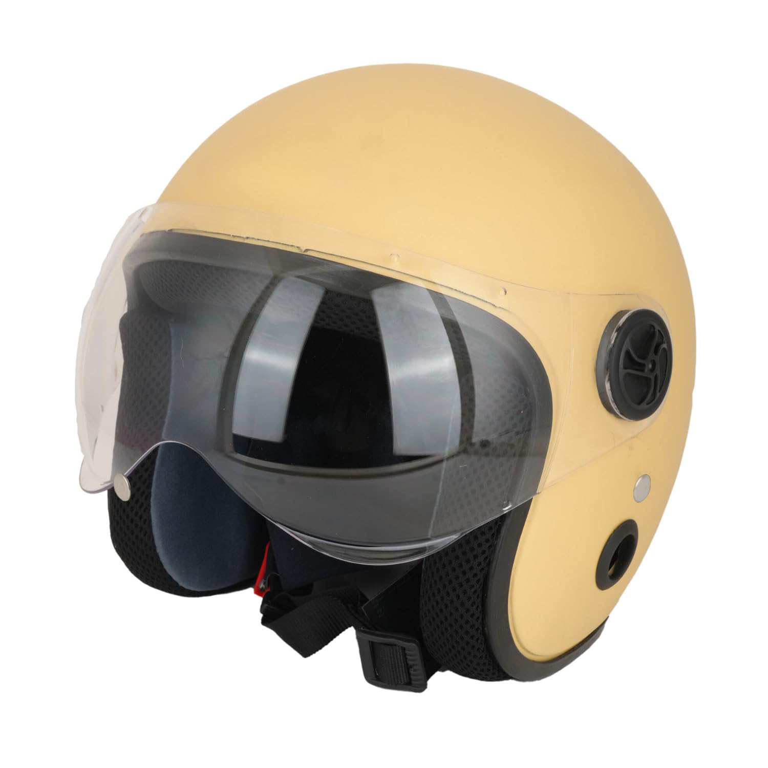 Sage Square Cruiser Open Face Helmet | ISI Certified | Clear Visor | Soft Inner Padding | Designed for Comfort & Style (Khaki Matte) (Large)-image-47