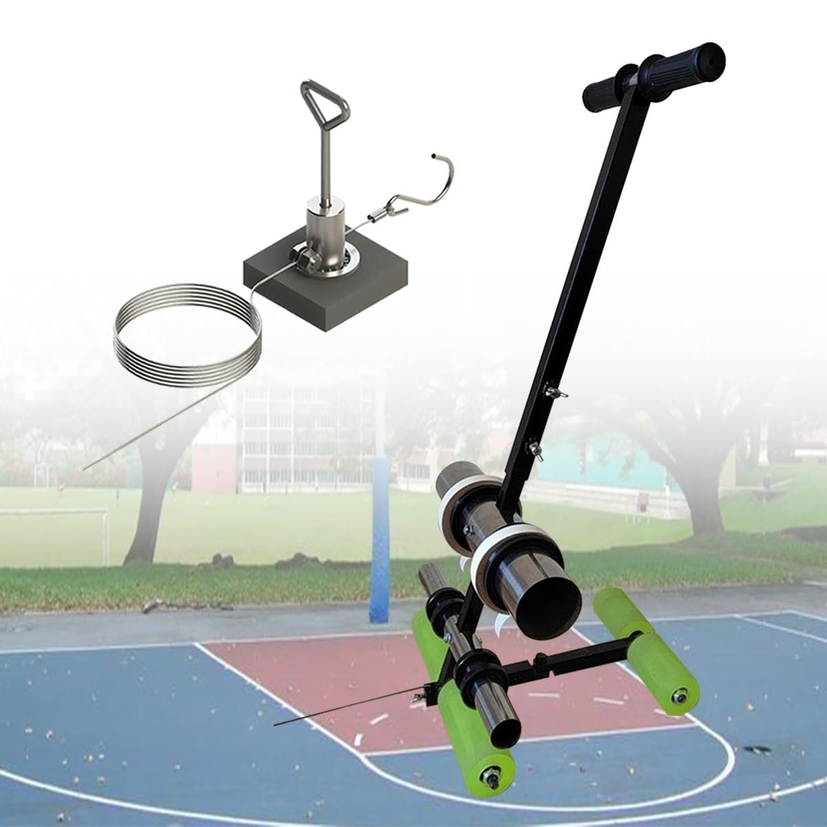 Aioneer Manuale Tape Marking Machine Hand-Push Line Striping Machines Lane Marking Applicator Floor Marking Tool With Drawing Circle Kit For Driveway,Basketball Courts, Road Warn