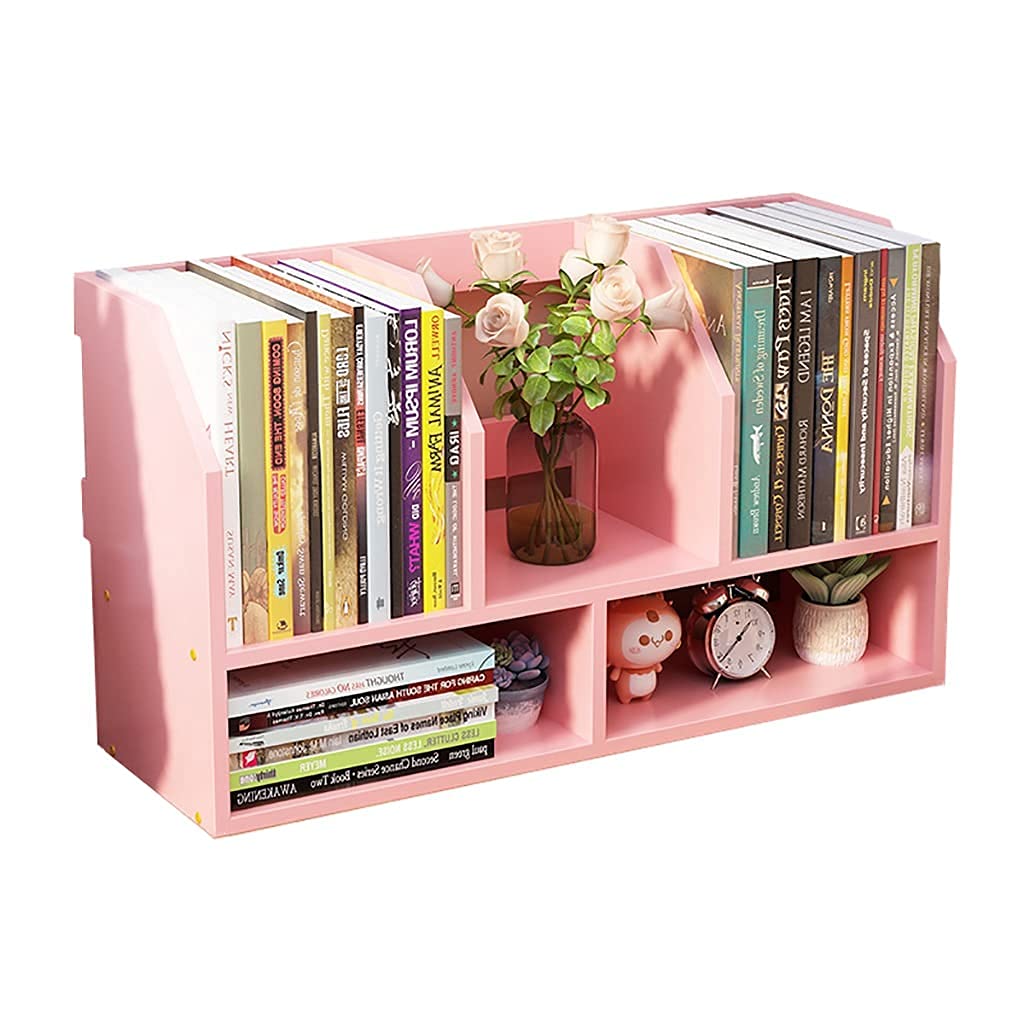 Cubicle decor Desktop Organizer Office Storage Rack Bookshelf Desktop Display Shelf Office Storage Rack for Office or Home Dorm decor (Color : Pink)