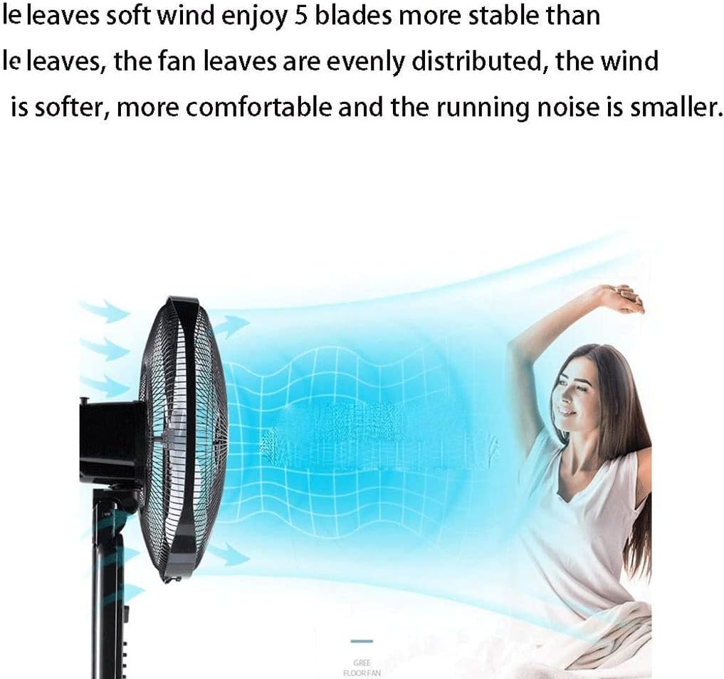 Inch | Series | Pedestal Fan with Remote Control, 3 Speed, Adjustable Height Black