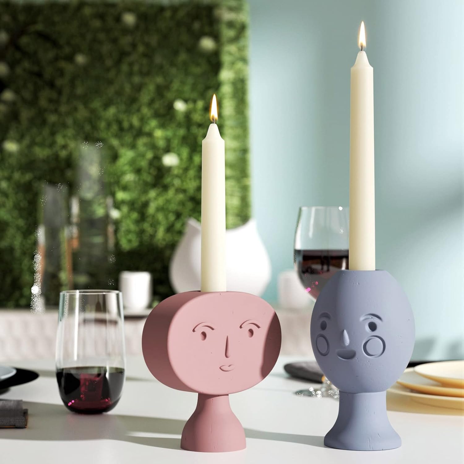 BOOWAN NICOLE Cute Face Candlestick Mold Creative Cement Candle Holder Silicone Mould DIY Home Decorating Tools
