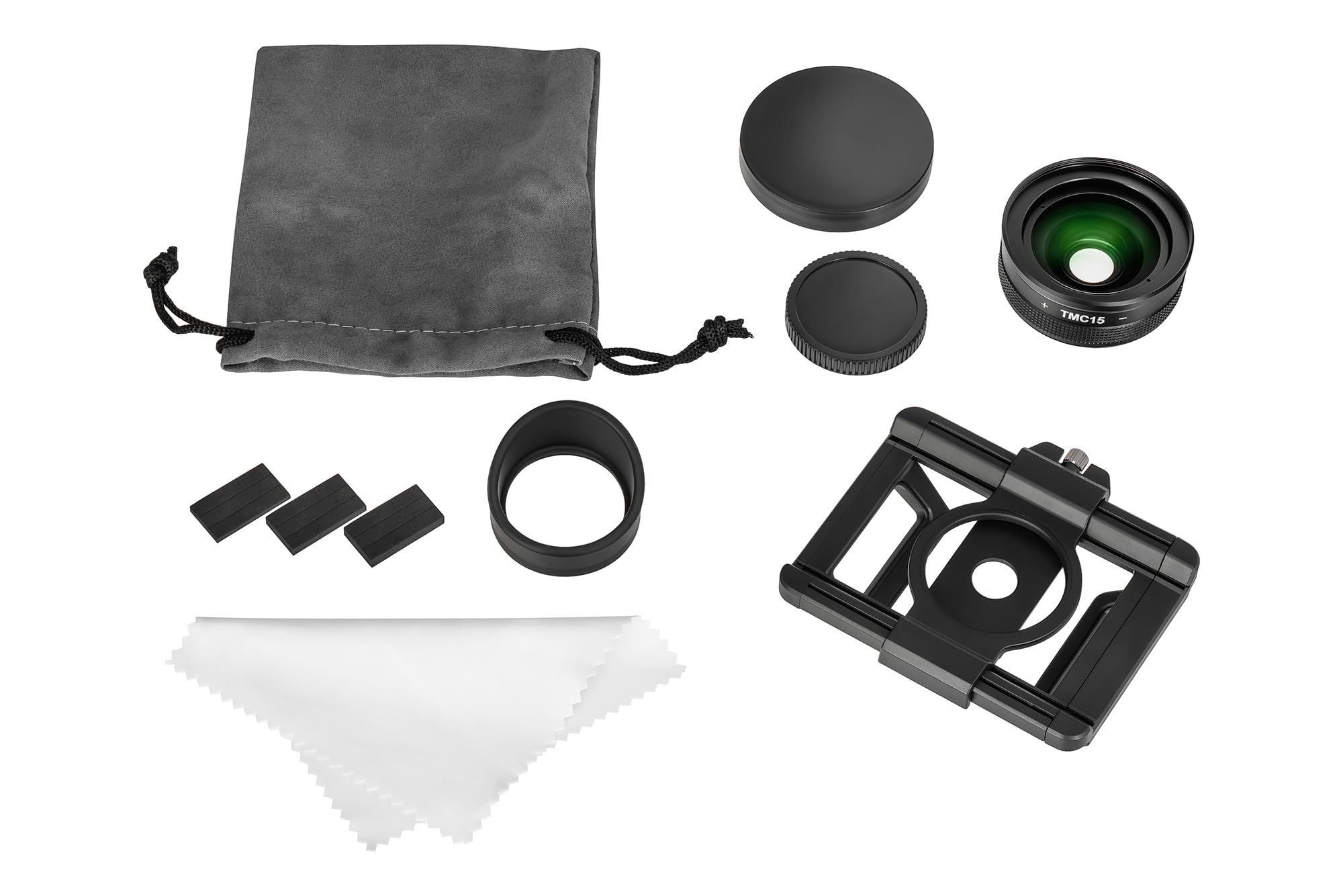 Levenhuk Kelvin TMC15 Mikroskop Do Smartfona 10-20x Powiększenie Optyczne, Obiektyw Makro z Klipsem do Fotografii Zbliżeniowej, Odległość Ogniskowania 1,5cm, Ultralekki, Akcesoria w Zestawie | Obiektyw Makro z Klipsem do Fotografii Zbliżeniowej, Odległość