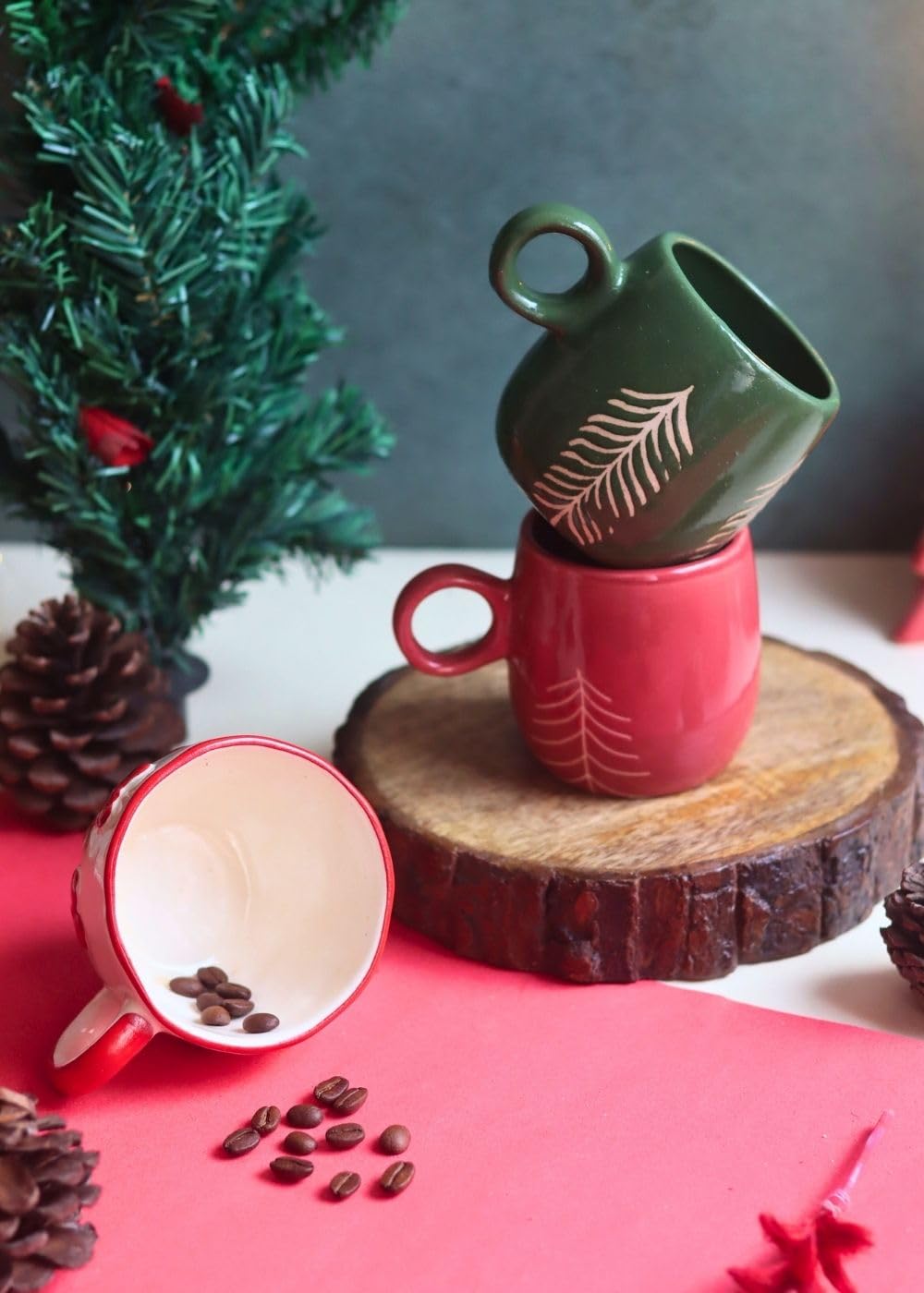 WEAVING HOMES Set of 3 - Jolly Mugs Gift to Best Friends, Tea Mugs, Microwave Safe Coffee Mugs, Ceramic Tea Cups