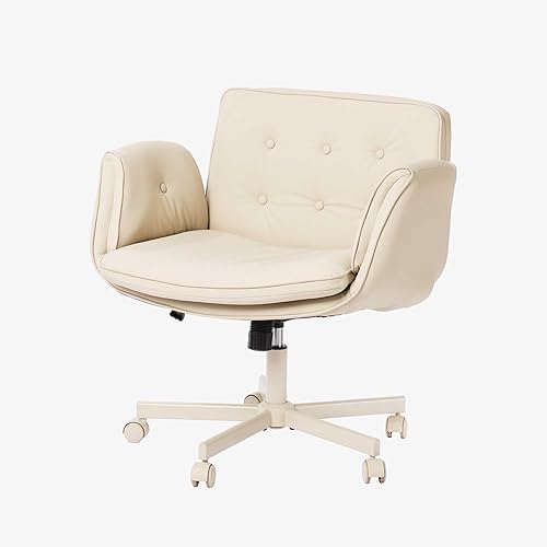 SunSettler Silla de oficina entrecruzada, silla de juegos de piel sintética con reposabrazos y ruedas, cómodas sillas giratorias ajustables para