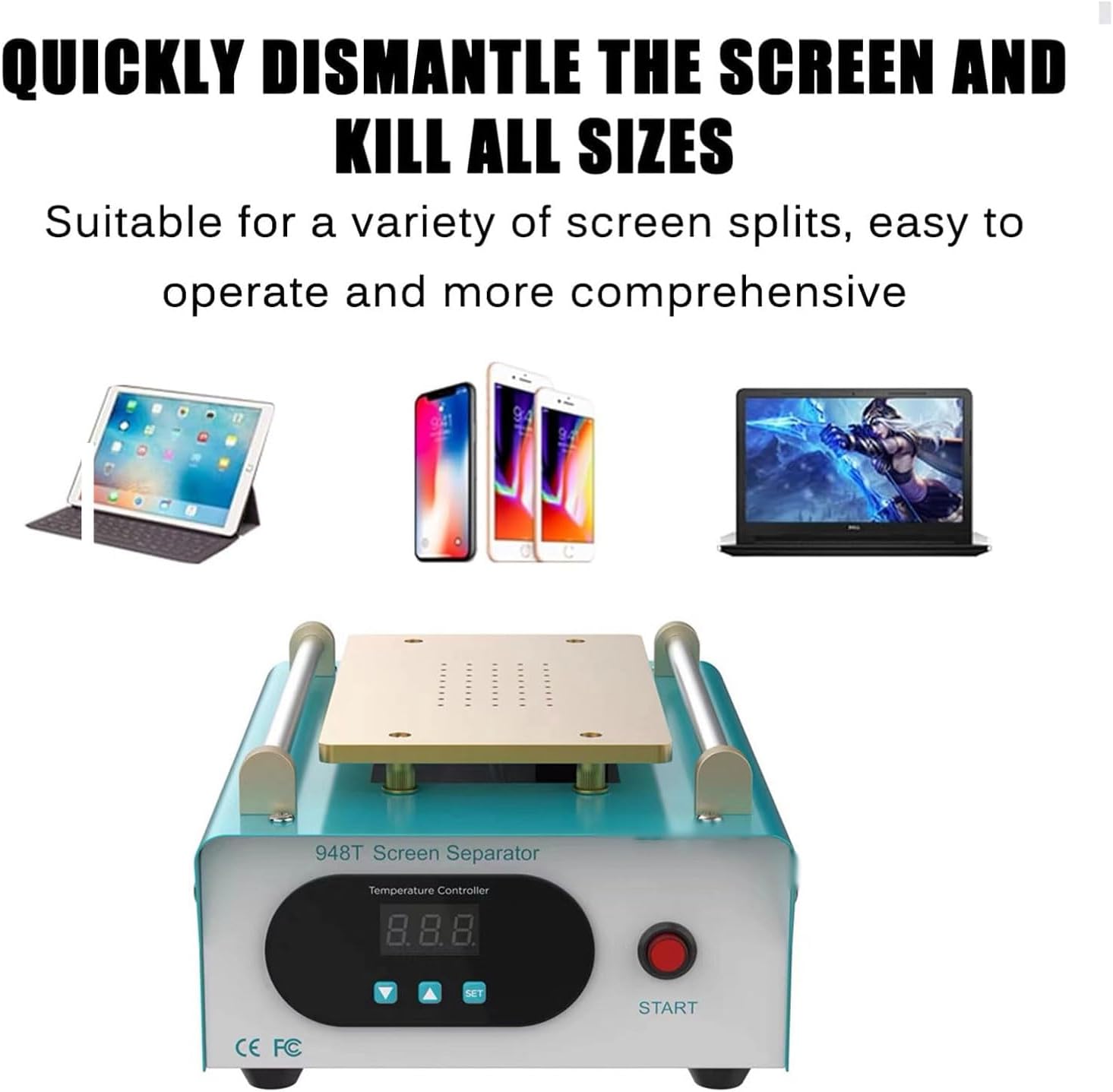 LCD Screen Repair Heating Table,Screen Separator with Temperature Control,Heated high Suction Screen Separator Mobile Phones, Tablets, Game Consoles
