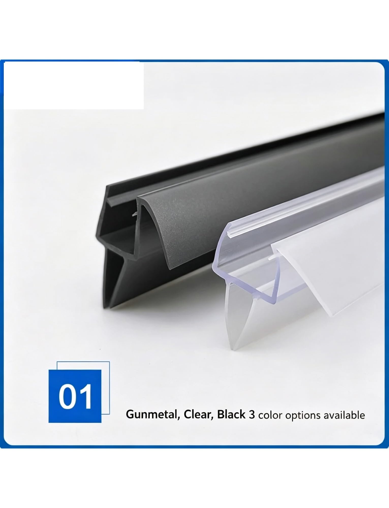 Guarnizione porta doccia 0,31~0,47 pollici, adesiva per porta battente | Guarnizione flessibile for doccia rigida, combinazione di materiali morbidi e duri, lunghezza: 70 cm(Gun gray,0.39in/10mm)