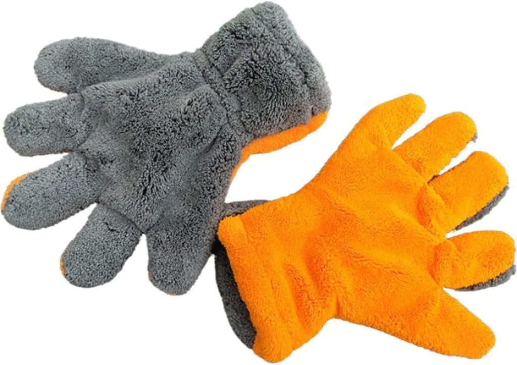 Soft Double-sided Coral Fleece Car Wash Gloves 5-finger Multifunctional Cleaning For Washing Special