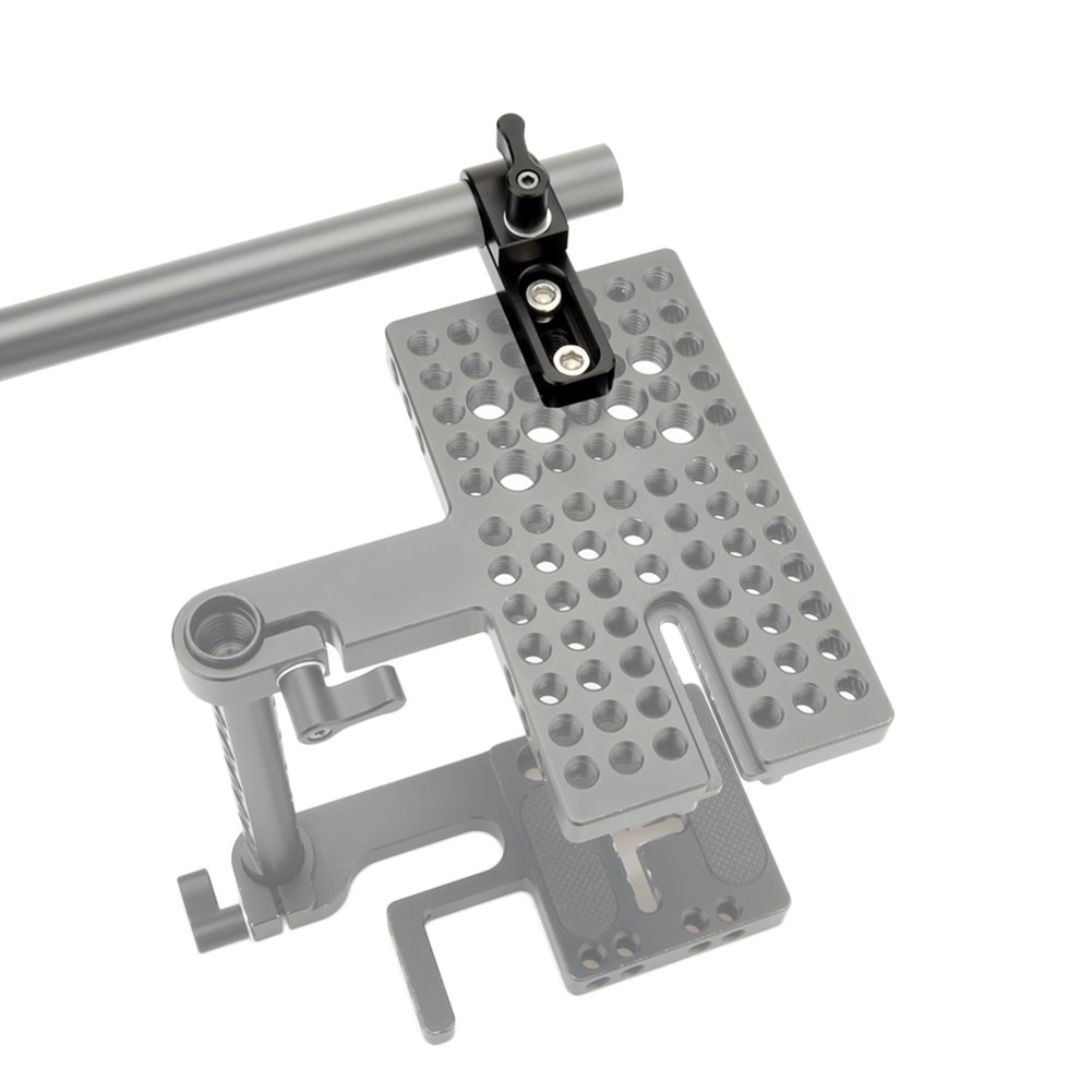 NICEYRIG 15mm Rod Clamp(2 Piezas),15mm Rail Rod Clamp con el Agujero Largo en la Placa/Jaula/manija para la extensión de la Barra