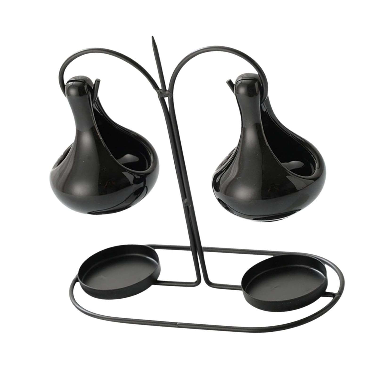 Aromatherapie-Brenner, Teelichthalter aus Metall for Aufhängen, doppelter Keramik-Aromatherapie-Schmelzdiffusor zur Entspannung, Schmelzwärmer(Black)