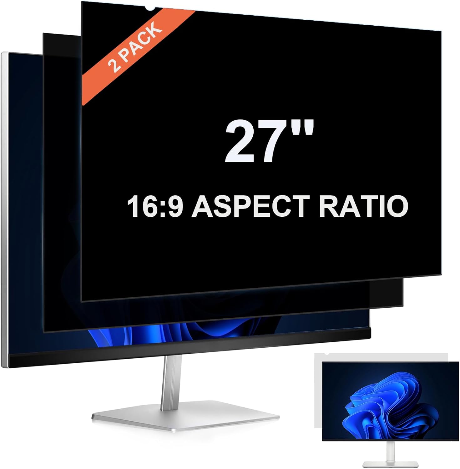 [2 Pack] 27 Inch Computer Screen for 16:9 Aspect Ratio Monitor, Computer Monitor Privacy Filter, Privacy Shield and Anti-Glare Protector