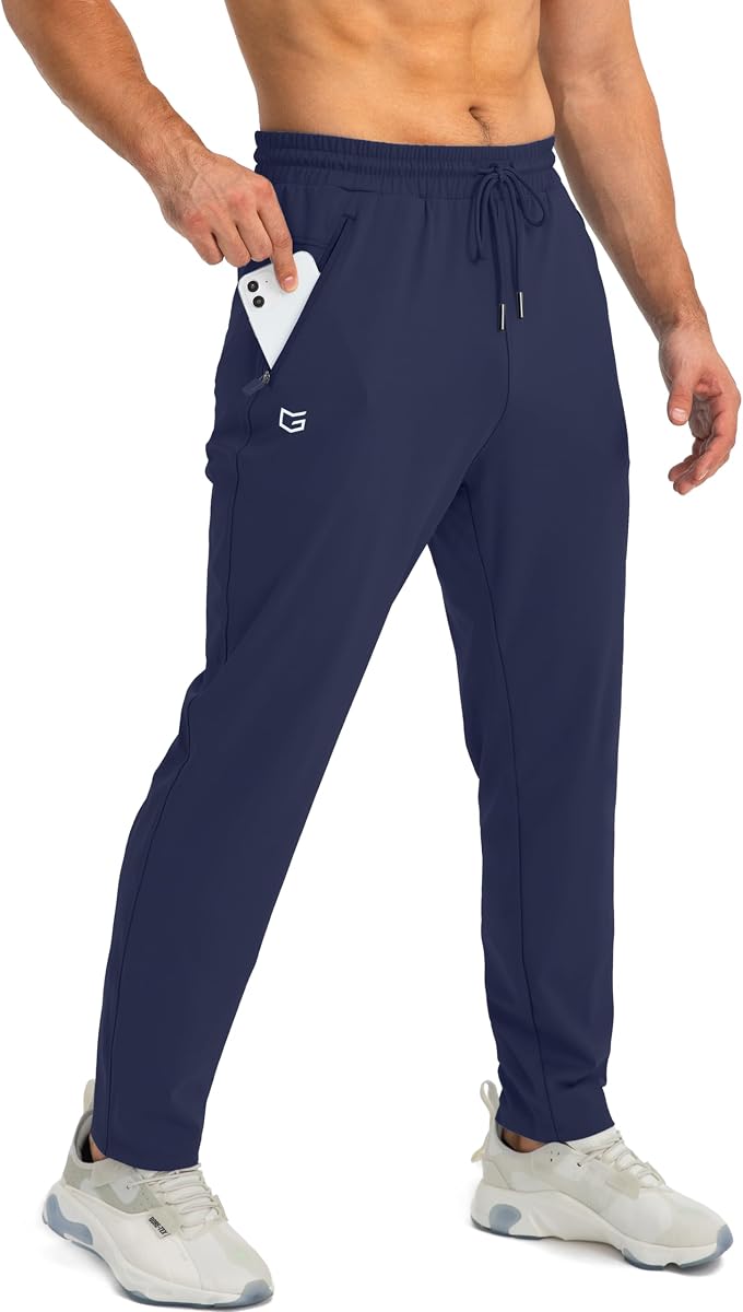 Pantalón de chándal para hombre G Gradual con 3 bolsillos con cremallera Tapered Joggers para hombre