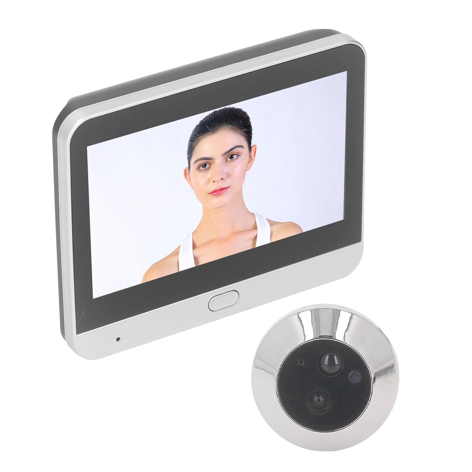 Nikou 1080P Cámara de Mirilla Inteligente, Inalámbrico Visual Interfono Timbre Pantalla Color 4.3 Pulgadas con Videollamada Bidireccional, Detección PIR Cuerpo, Batería de 5000 mAh, Nube/SD